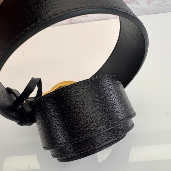 Gucci Brown Double Gg Marmont Leather Belt Gold Buckle 406831 90/36 - Picture 4 of 8